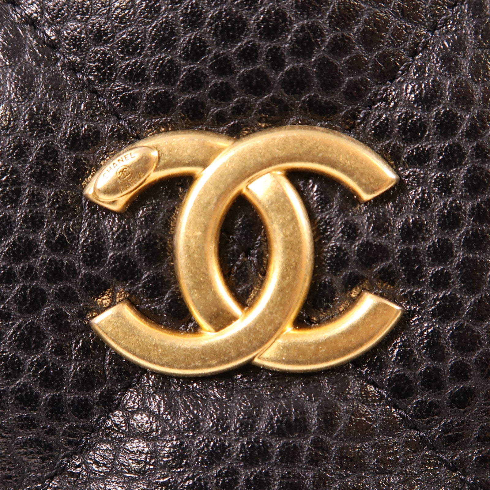 CHANEL 牛皮皮革Bowling Bag金扣鏈帶肩背袋