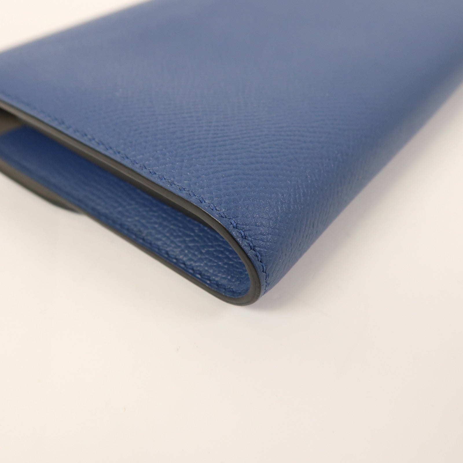 HERMES Epsom皮革Constance Long Wallet銀扣長錢包R2 Bleu Agate