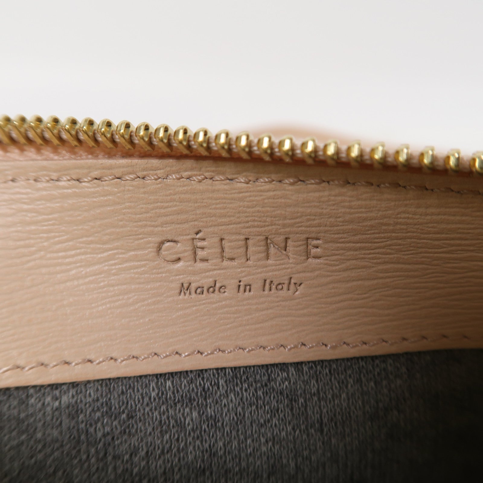 CELINE 牛皮皮革Trio金扣肩背袋粉紅色