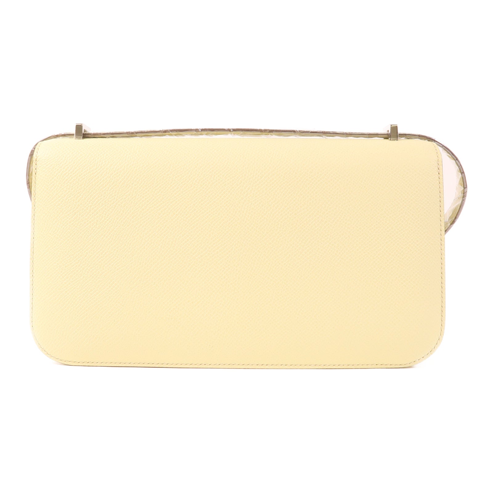 HERMES Epsom皮革Constance Elan銀扣肩背袋Jaune Milton