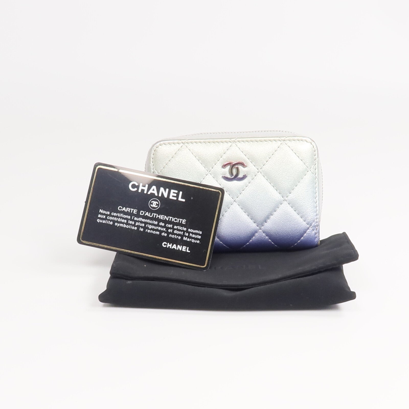 CHANEL 羊皮皮革Card Case/Coin Case銀扣拉鏈卡片套/零錢包