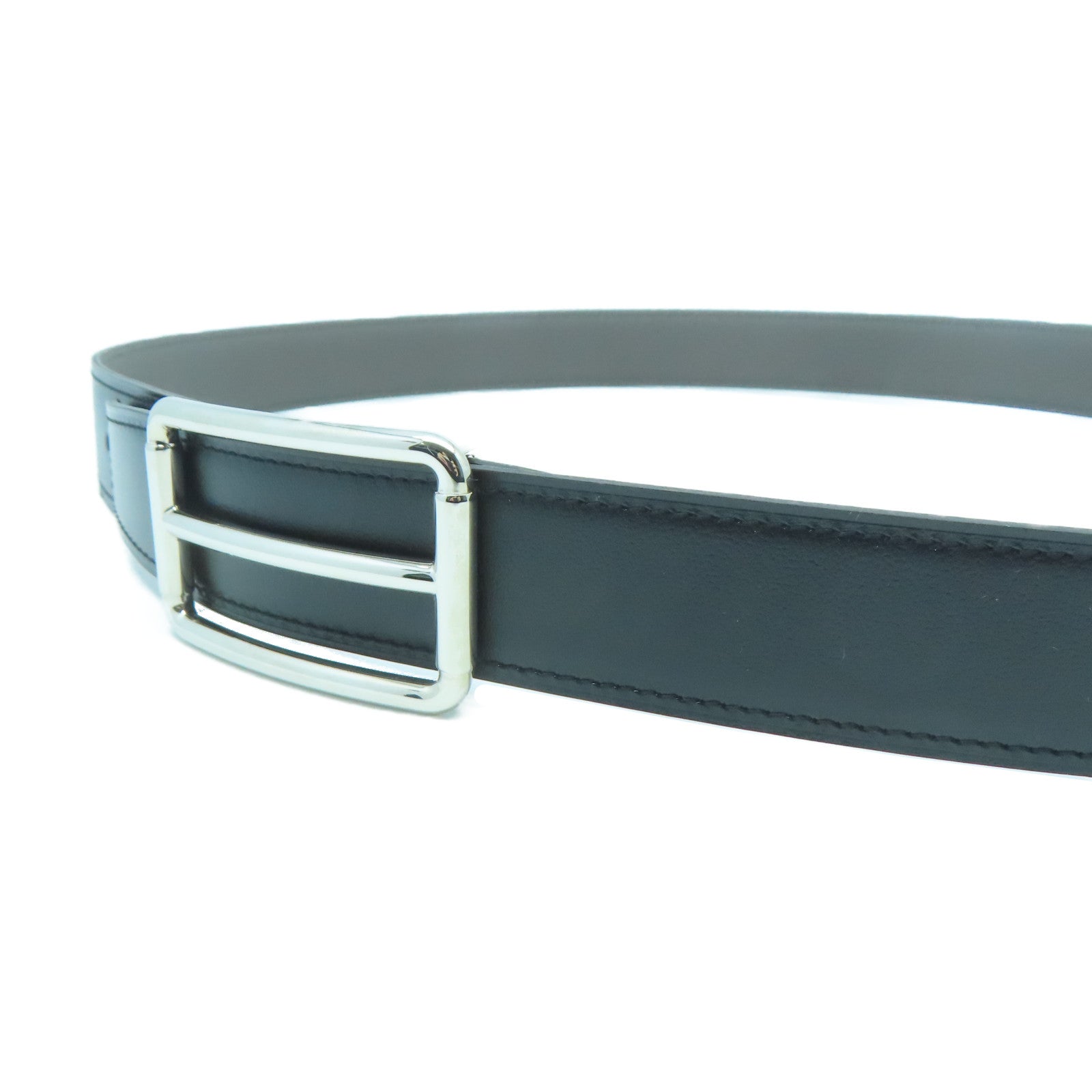 HERMES 【激減優惠】Swift皮革/Epsom皮革Belt 110cm銀扣黑色/灰色