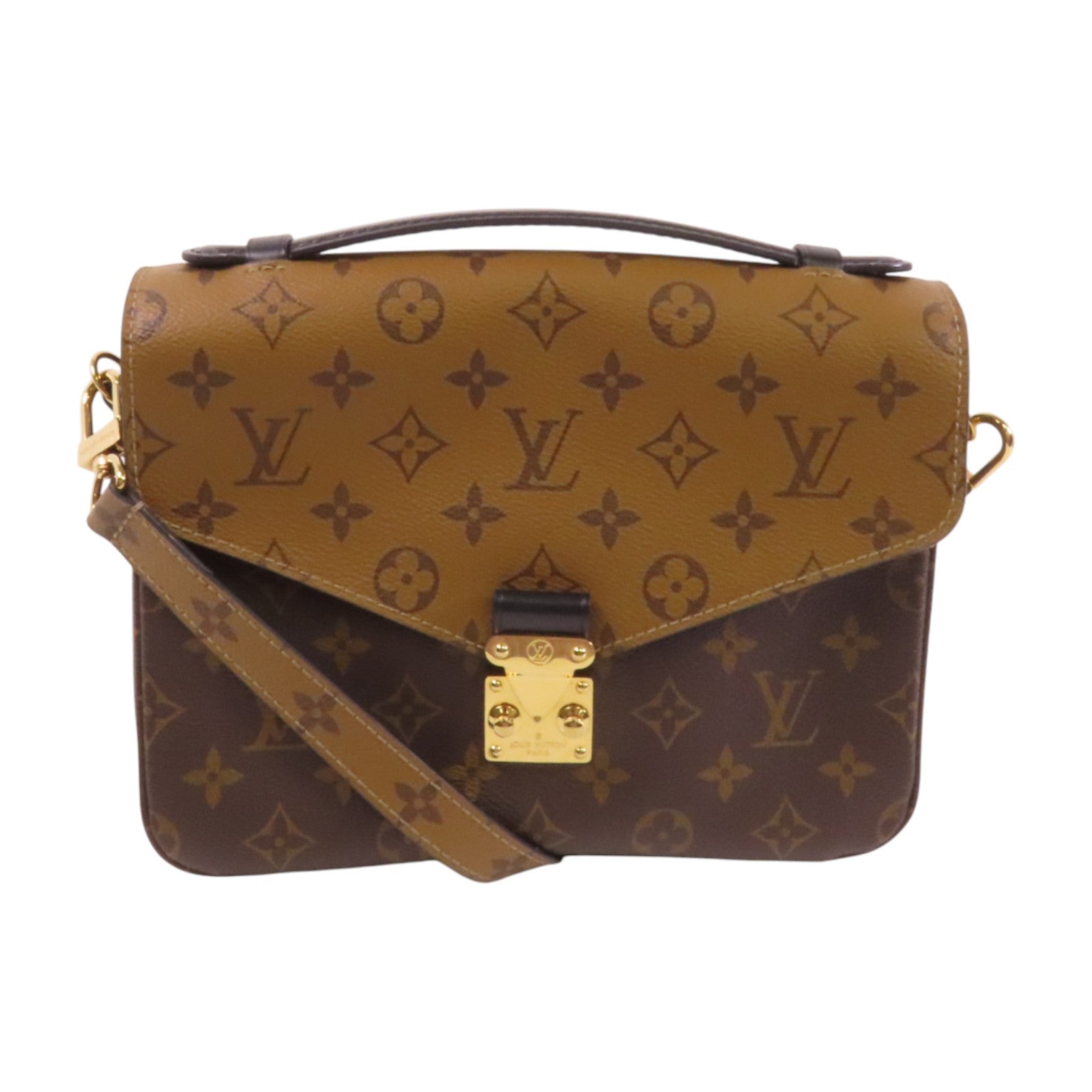 LOUIS VUITTON Monogram Reverse Pochette Metis金扣手挽肩背兩用袋