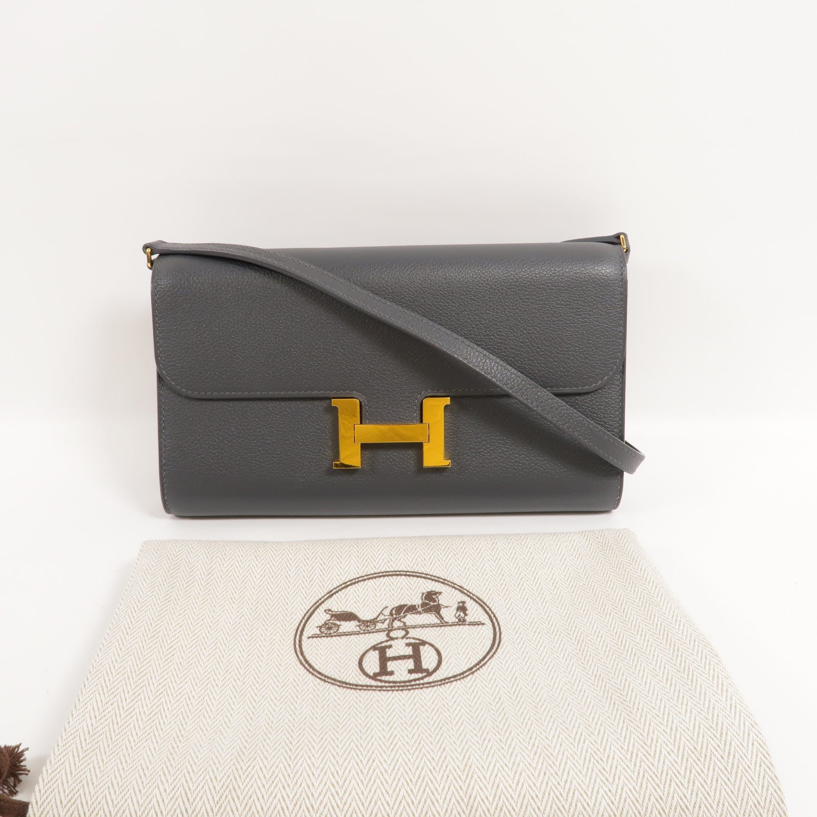 HERMES Evercolor皮革Constance To Go肩背袋Ardoise
