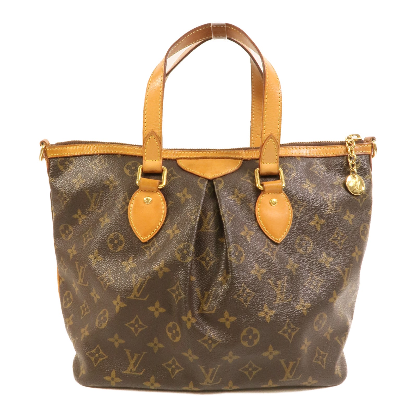 LOUIS VUITTON Monogram Palermo PM金扣手挽肩背兩用袋棕色