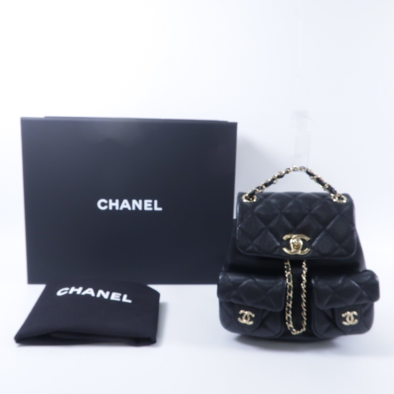 CHANEL 牛皮皮革Duma鏈帶背包