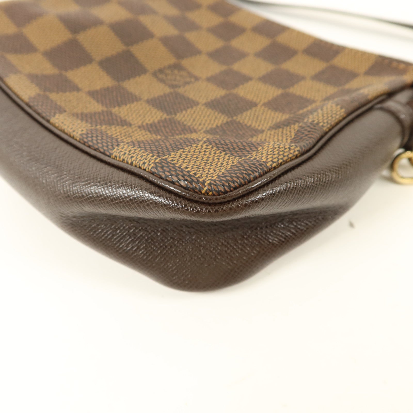 LOUIS VUITTON Damier Trousse Makeup Accessory Pouch金扣手挽袋棕色