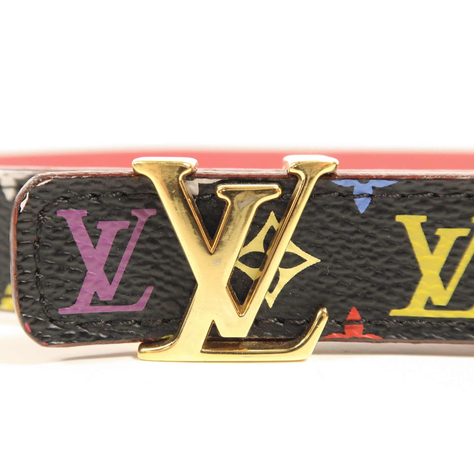 LOUIS VUITTON Monogram Multicolor Initiales Belt金扣皮帶