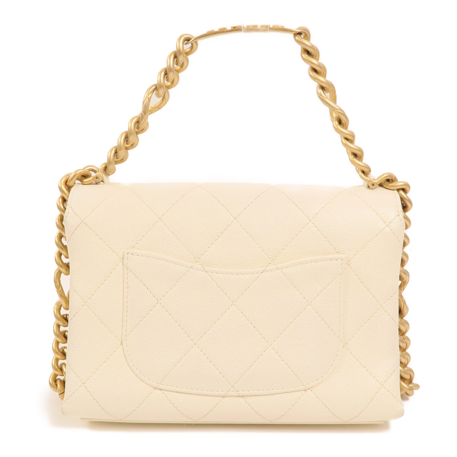 CHANEL 牛皮皮革Chain Shoulder金扣鏈帶手挽肩背兩用袋
