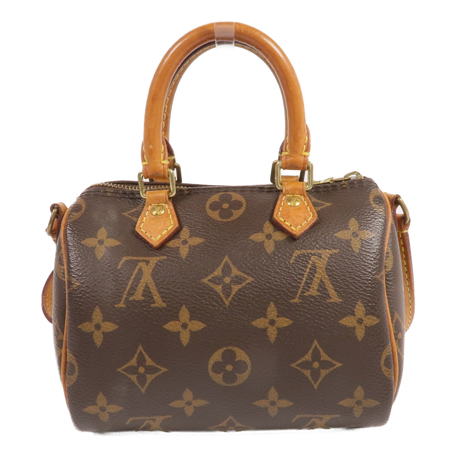 LOUIS VUITTON Monogram Nano Speedy金扣手挽肩背兩用袋棕色