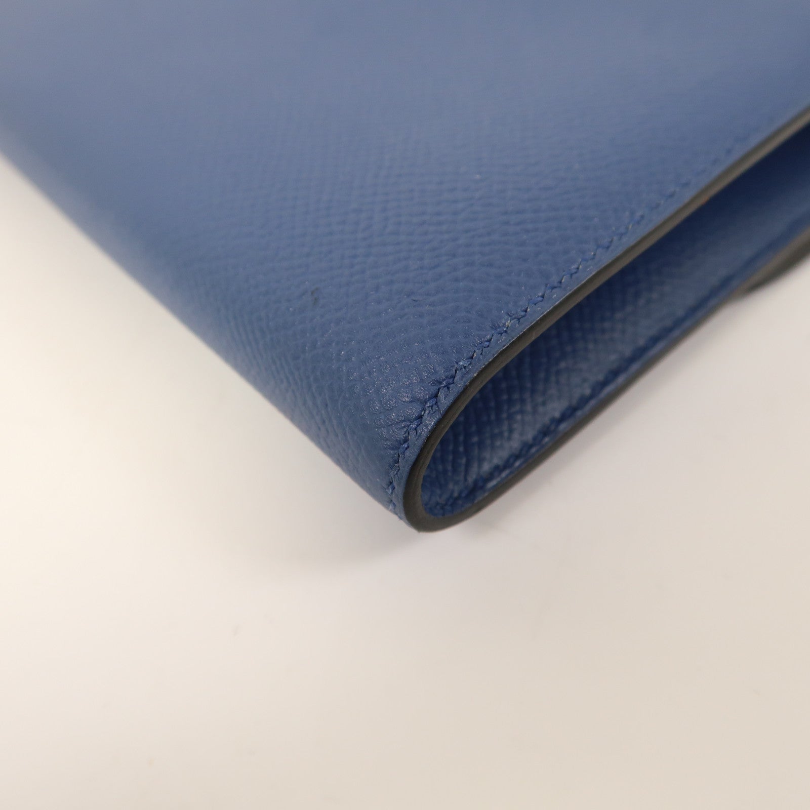 HERMES Epsom皮革Constance Long Wallet銀扣長錢包R2 Bleu Agate