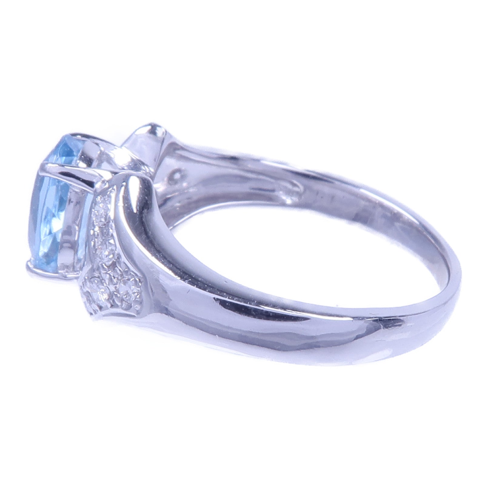 JEWELRY PT900鉑金Aquamarine Diamond Ring藍晶/鑽石戒指US#6.25