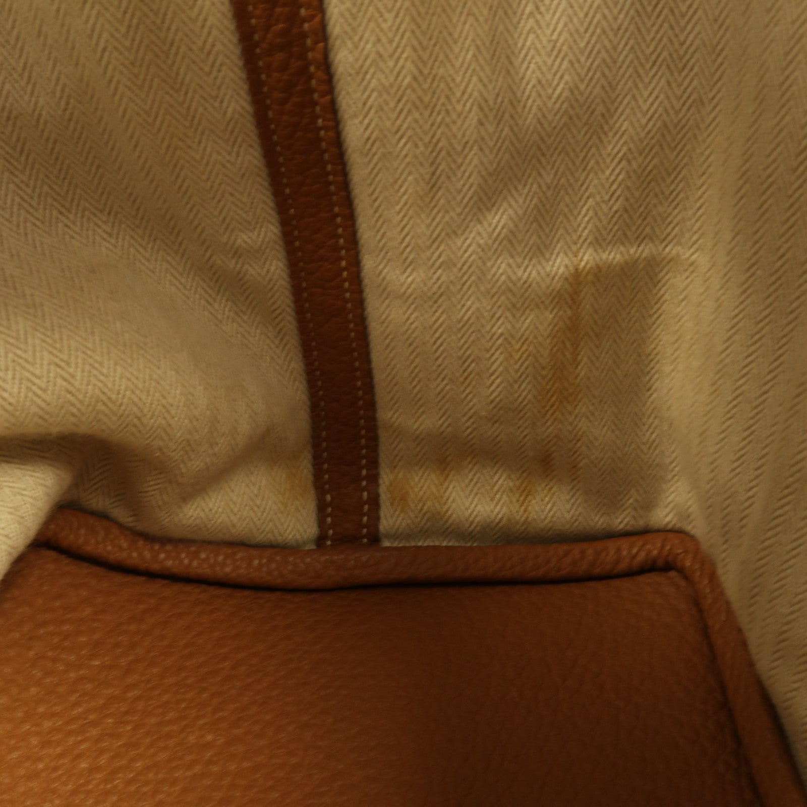 HERMES GHW Garden Party GM Handbag Negonda Leather Brown