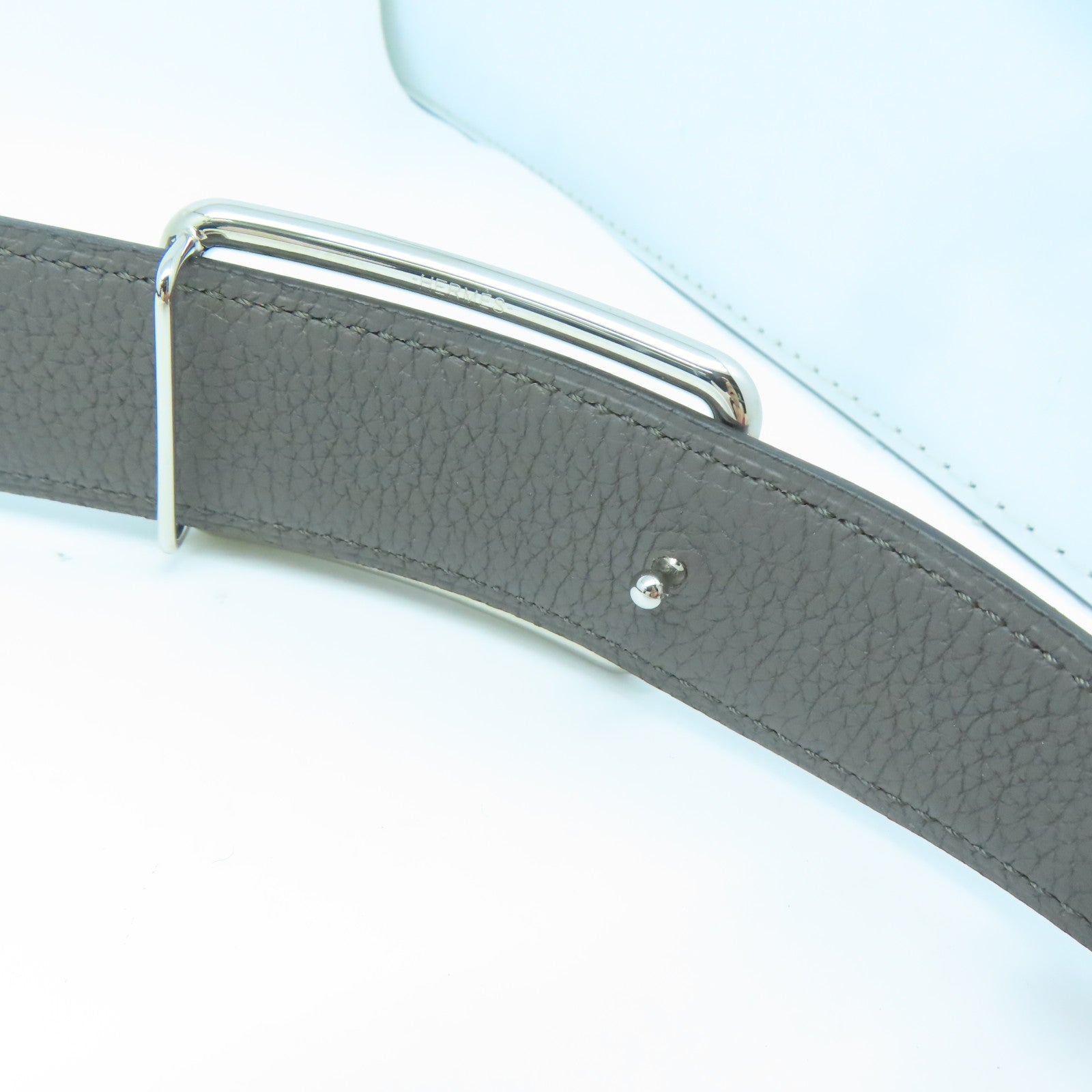 HERMES 【激減優惠】Swift皮革/Epsom皮革Belt 110cm銀扣黑色/灰色