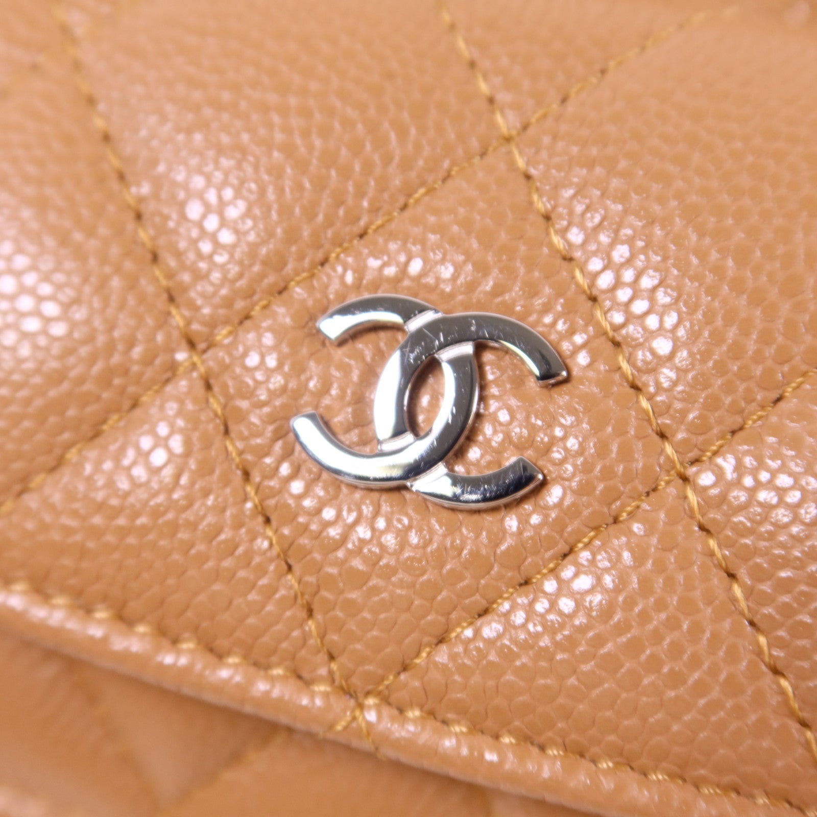 CHANEL 牛皮皮革Mini Backpack銀扣背包