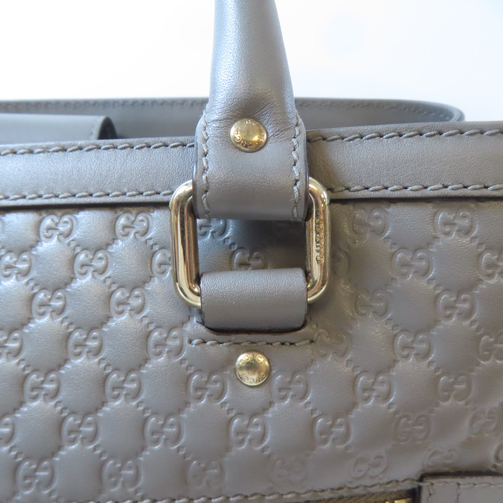 GUCCI 牛皮皮革Guccissima金扣手挽肩背兩用袋灰色