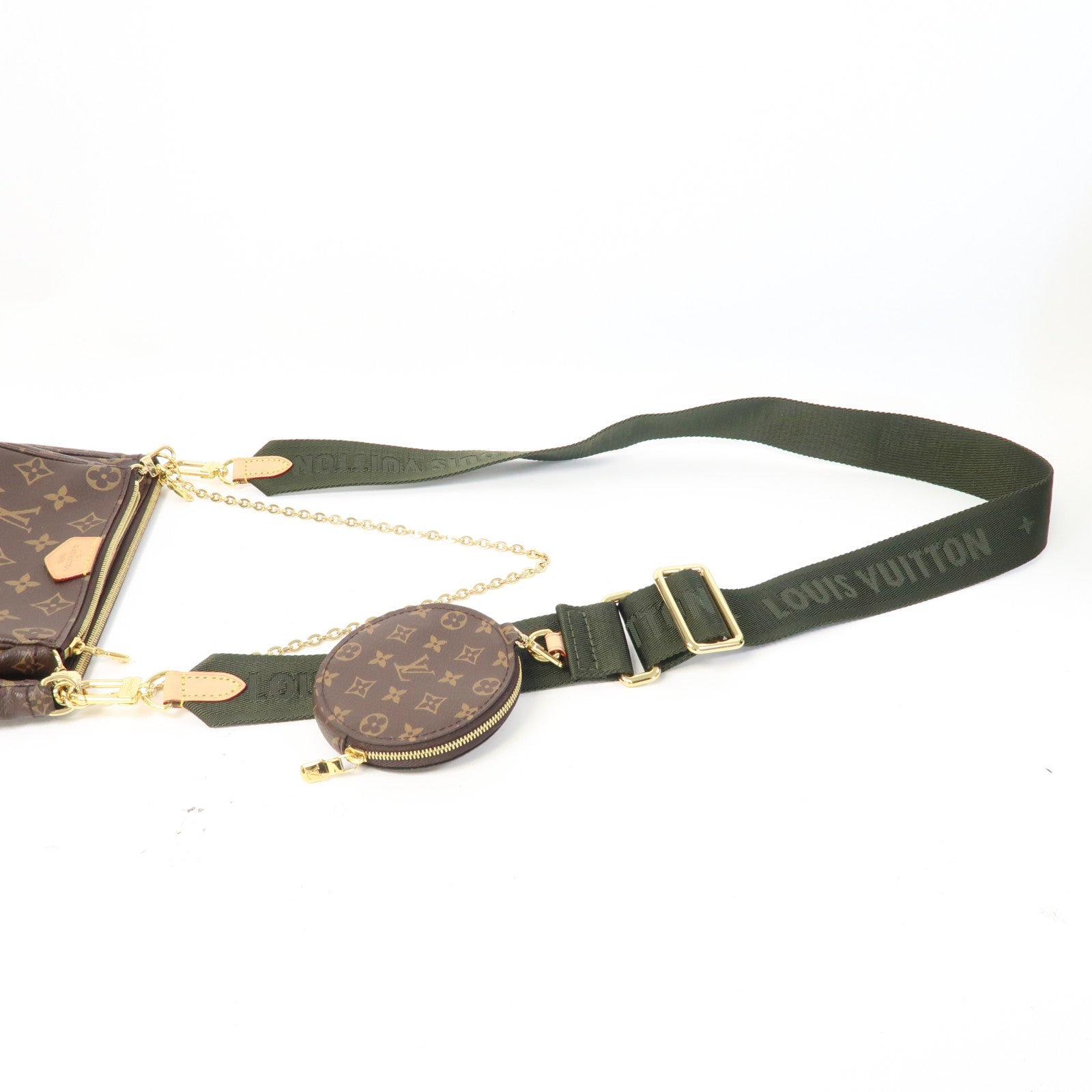 LOUIS VUITTON Monogram Multi Pochette Accessoires金扣肩背袋啡色
