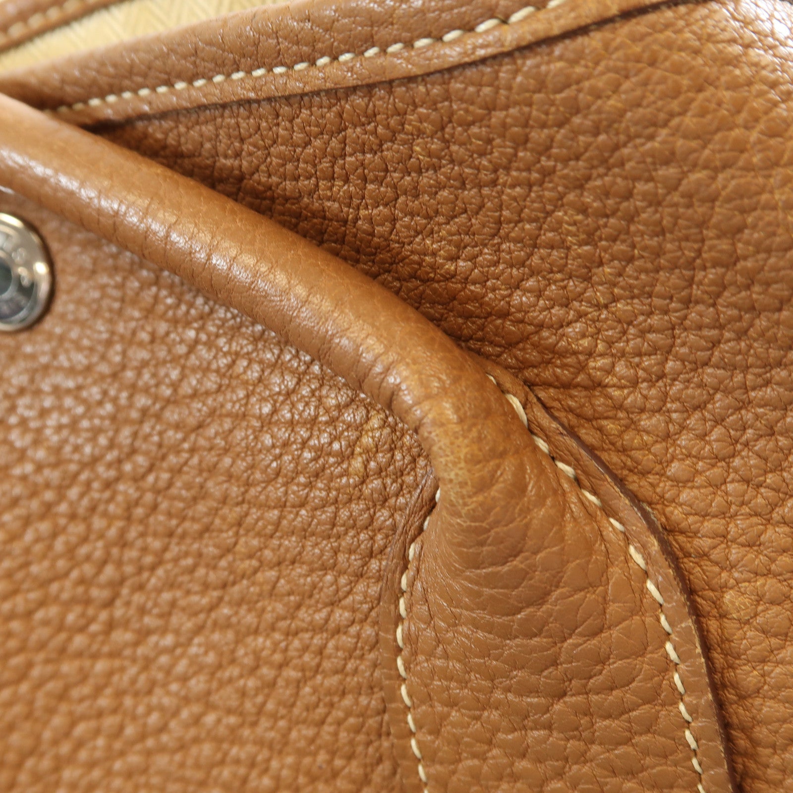 HERMES GHW Garden Party GM Handbag Negonda Leather Brown