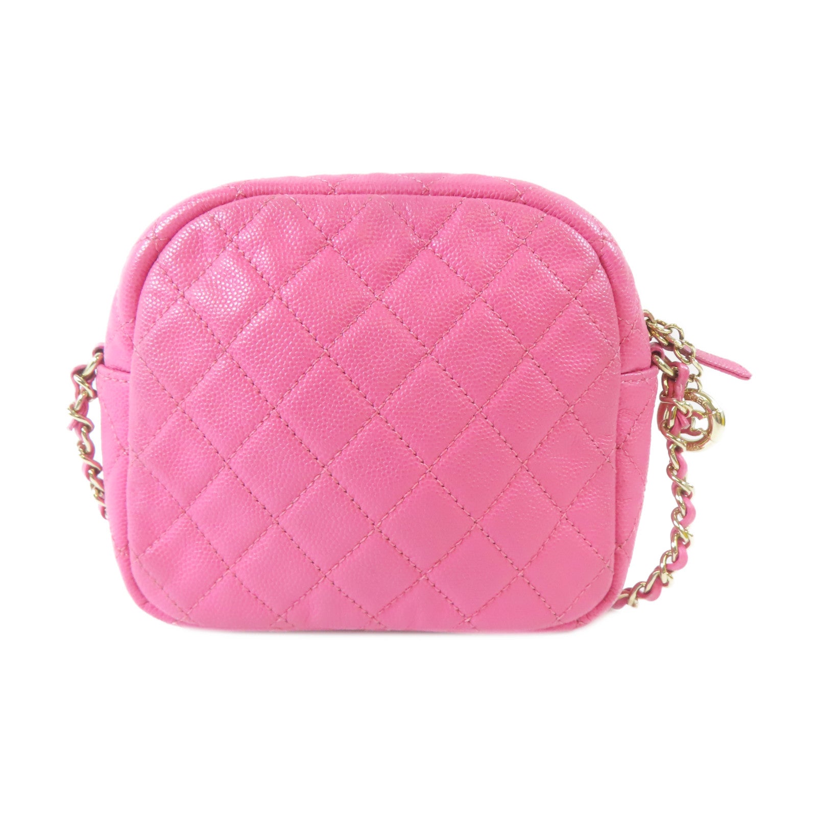 CHANEL 【激減優惠】菱格Caviar皮革Chain Shoulder Bag金扣鏈帶肩背袋粉紅色