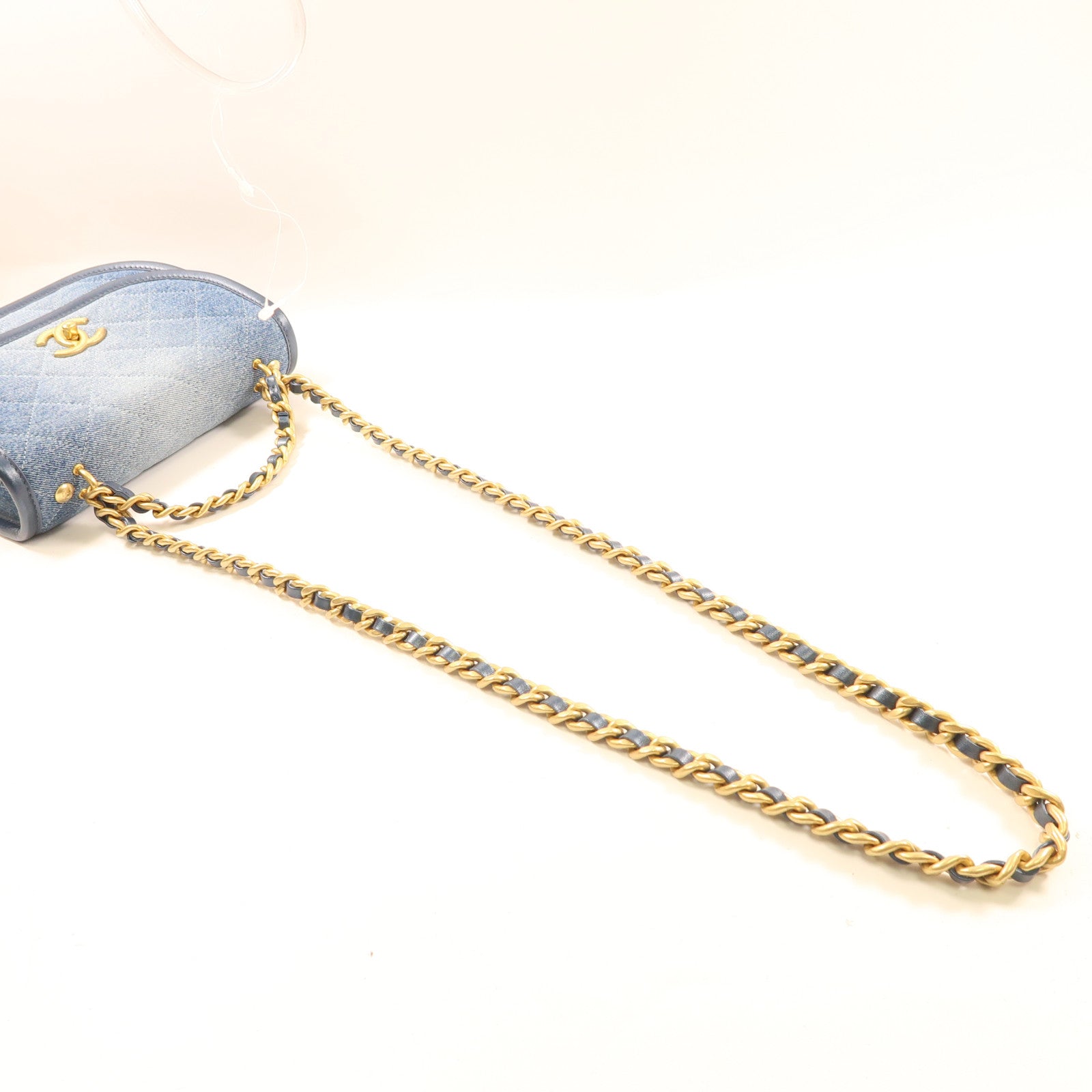 CHANEL【激減優惠】 牛仔布Messenger Bag金扣手挽肩背兩用袋