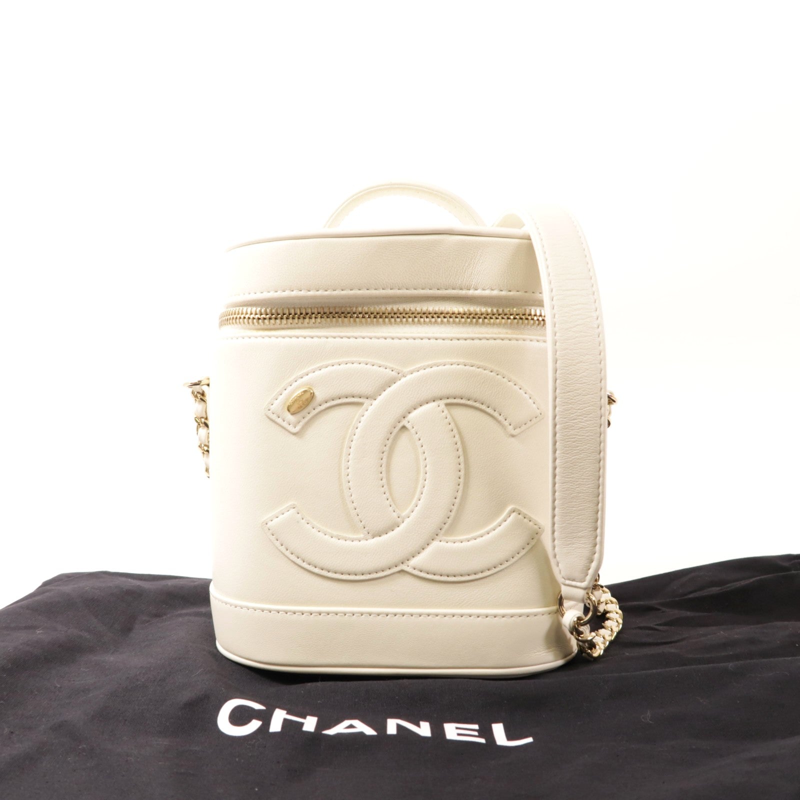 CHANEL 牛皮皮革Vanity Case金扣手挽肩背兩用袋