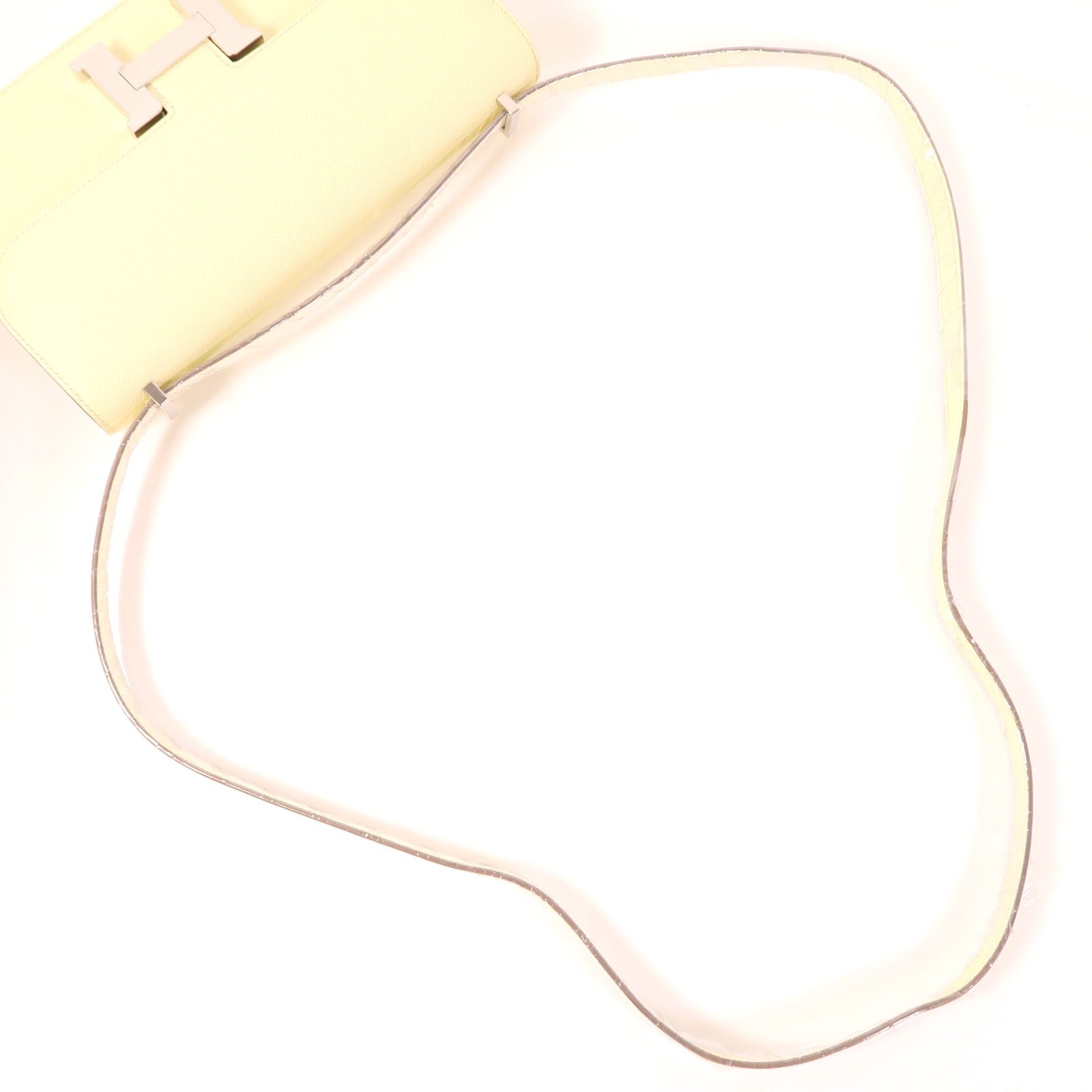 HERMES Epsom皮革Constance Elan銀扣肩背袋Jaune Milton