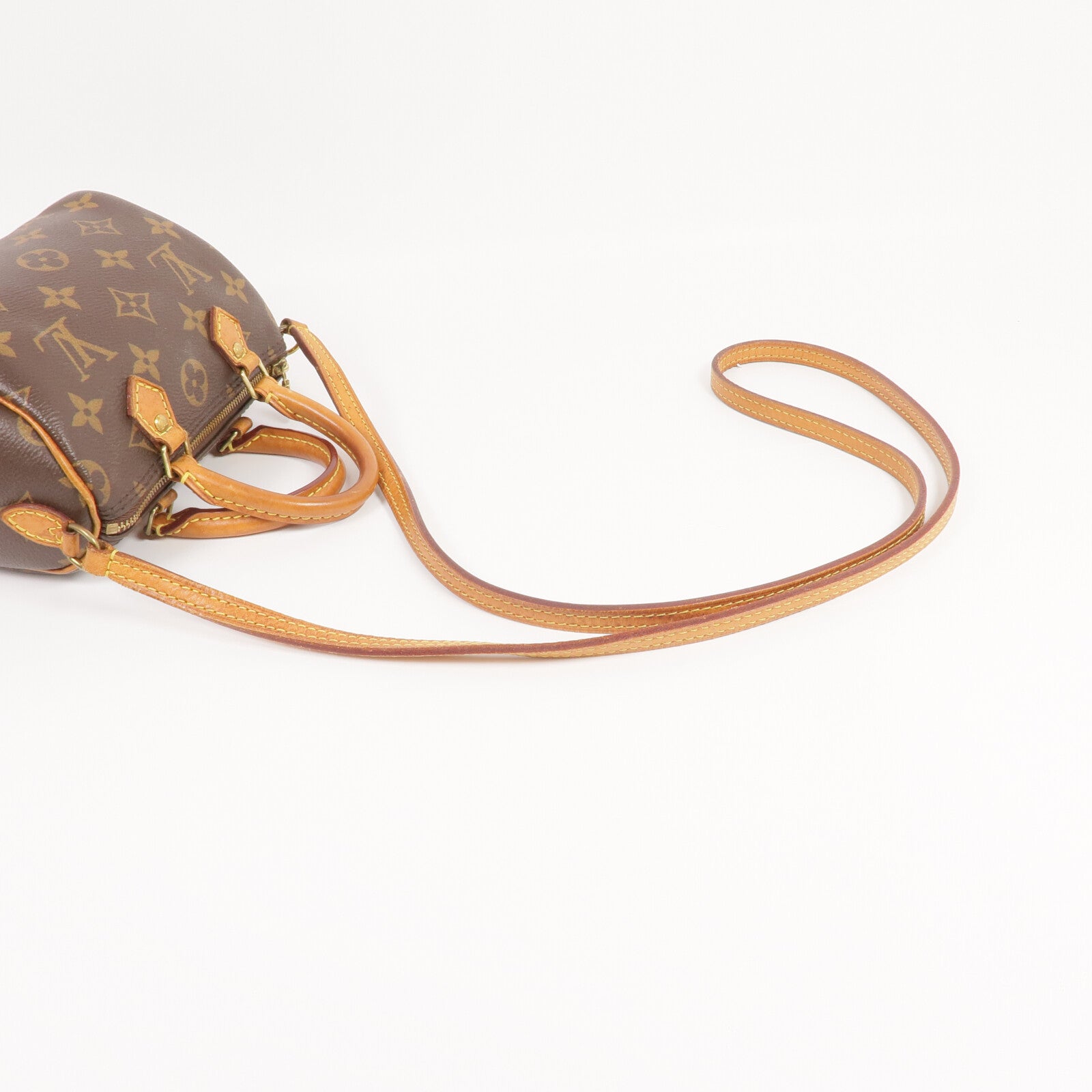 LOUIS VUITTON Monogram Nano Speedy金扣手挽肩背兩用袋棕色