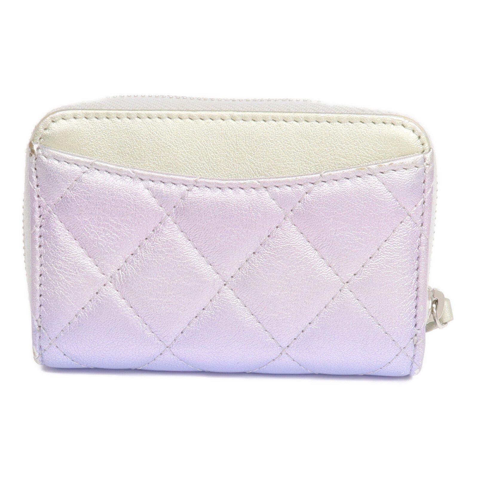 CHANEL 羊皮皮革Card Case/Coin Case銀扣拉鏈卡片套/零錢包