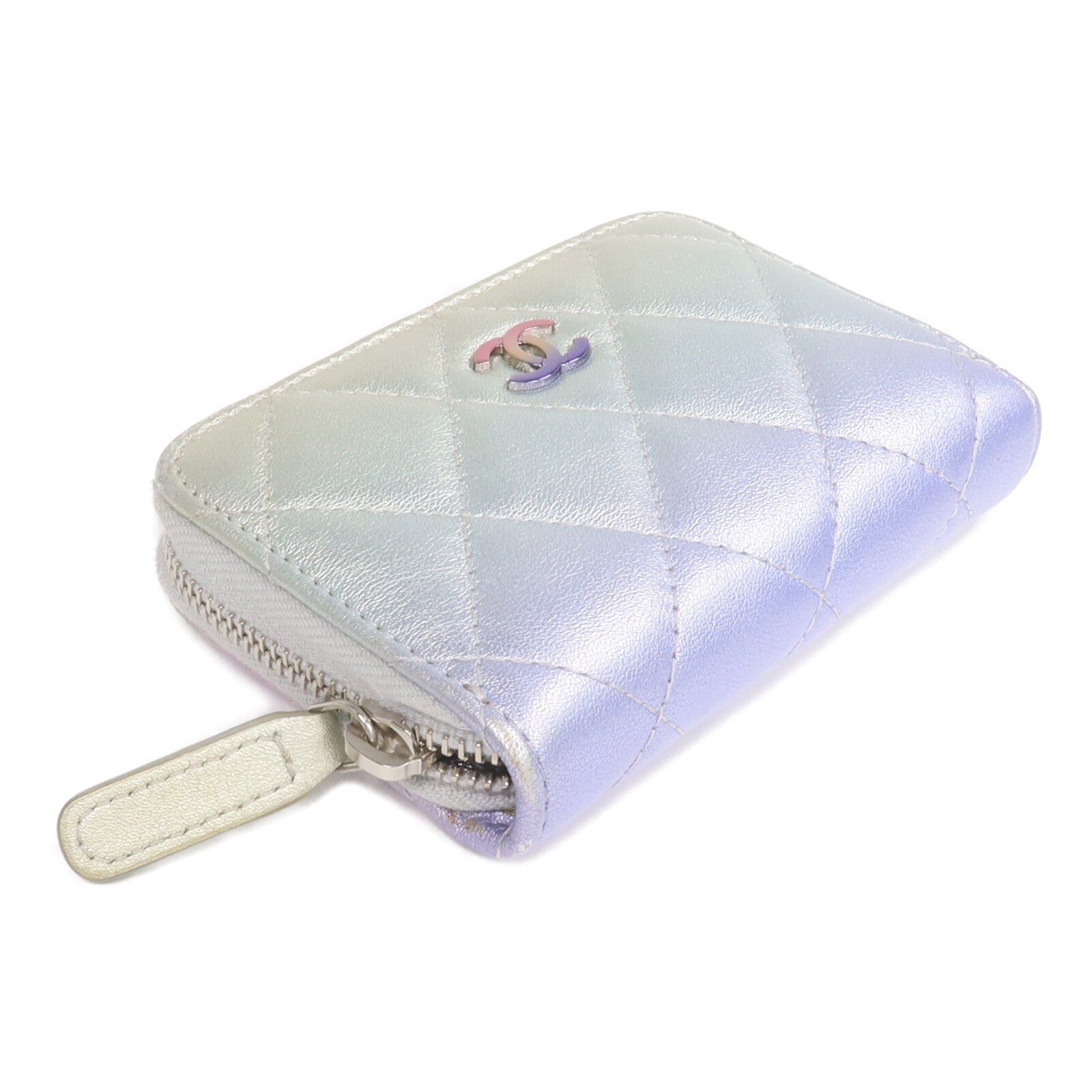 CHANEL 羊皮皮革Card Case/Coin Case銀扣拉鏈卡片套/零錢包