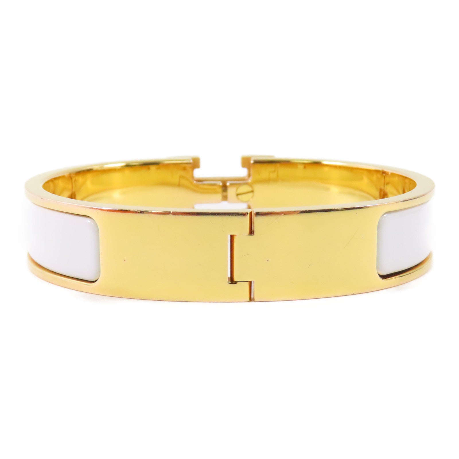 HERMES 金屬Clic H手鐲白色/金色