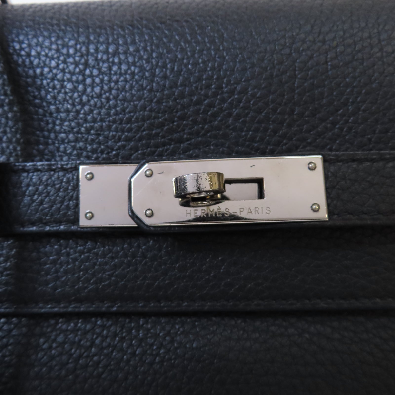 HERMES 【激減優惠】Togo皮革Kelly 35銀扣手挽肩背兩用袋Noir黑色