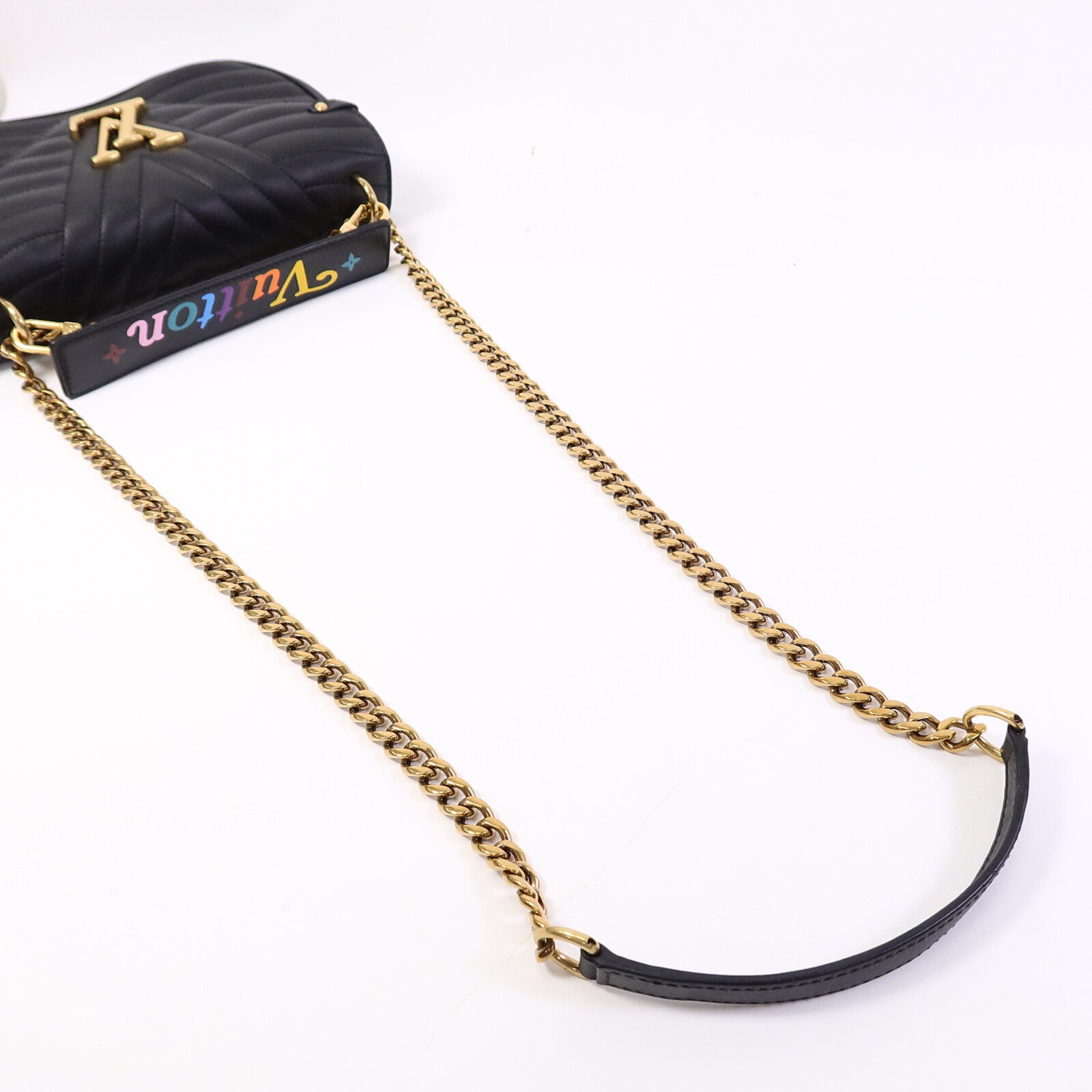 LOUIS VUITTON 牛皮皮革New Wave Chain MM鏈帶手挽肩背兩用袋