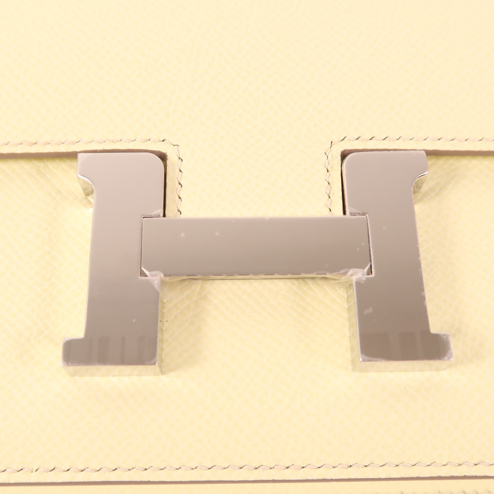 HERMES Epsom皮革Constance Elan銀扣肩背袋Jaune Milton