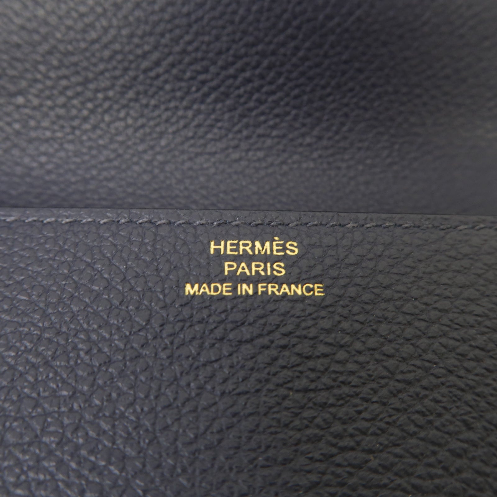 HERMES 【激減優惠】Evercolor皮革Rouls Slim金扣錢包深藍色
