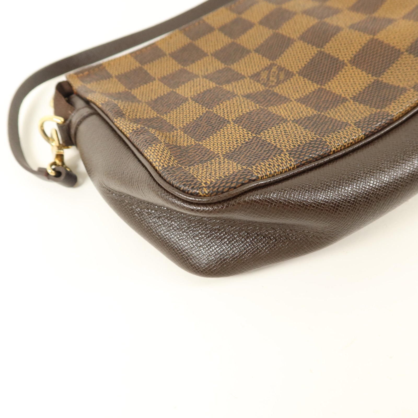 LOUIS VUITTON Damier Trousse Makeup Accessory Pouch金扣手挽袋棕色