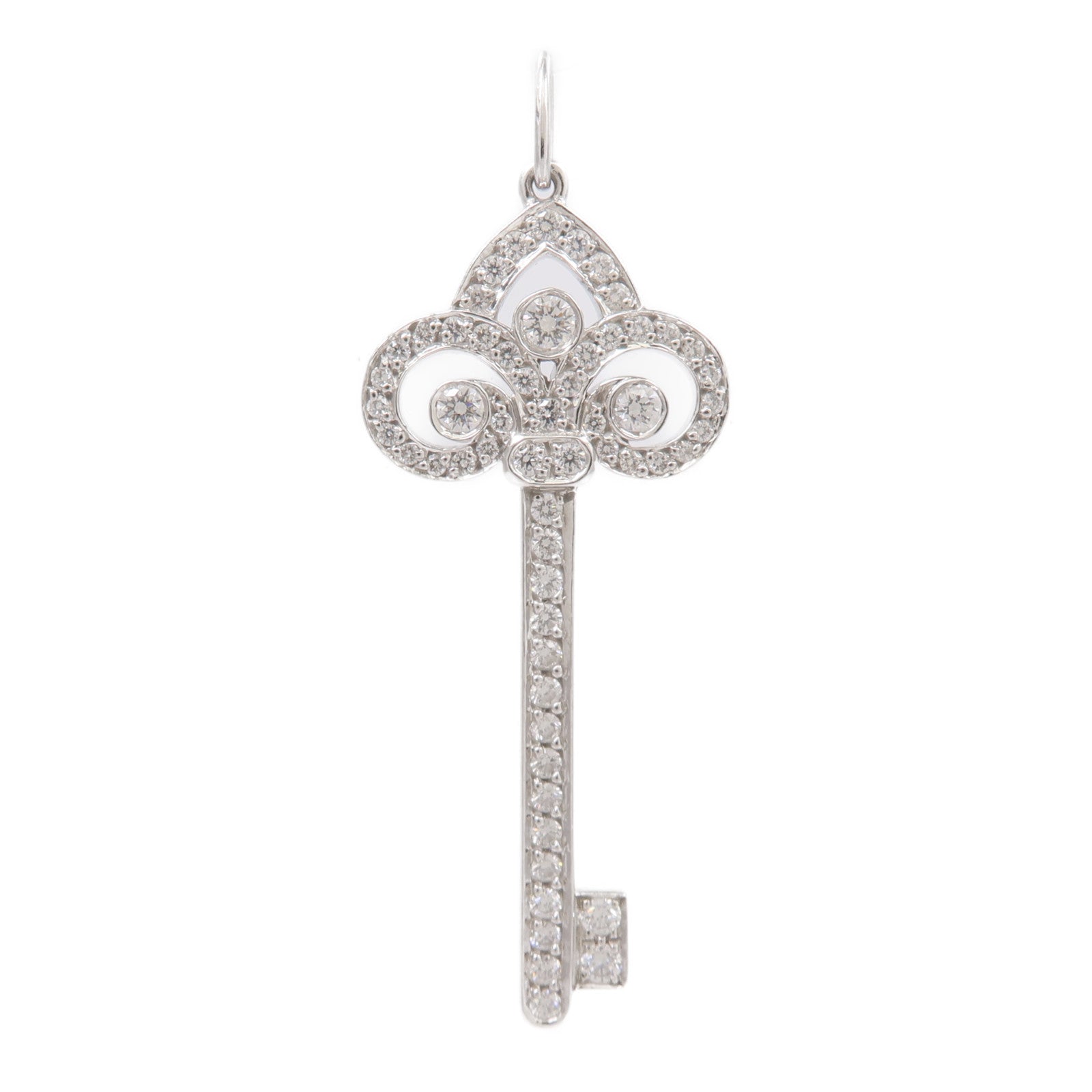 TIFFANY＆CO PT950鉑金Fleur de Lis Key Pendant鑽石吊墜