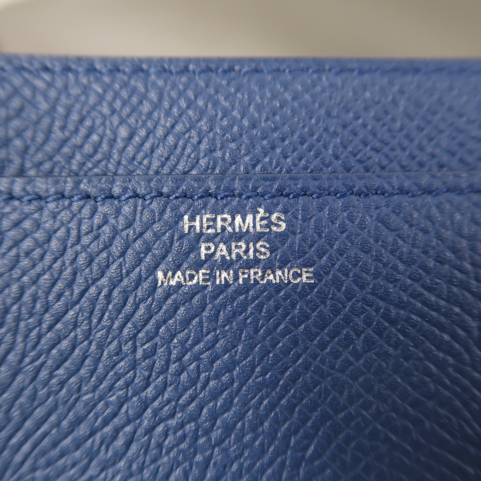 HERMES Epsom皮革Constance Long Wallet銀扣長錢包R2 Bleu Agate