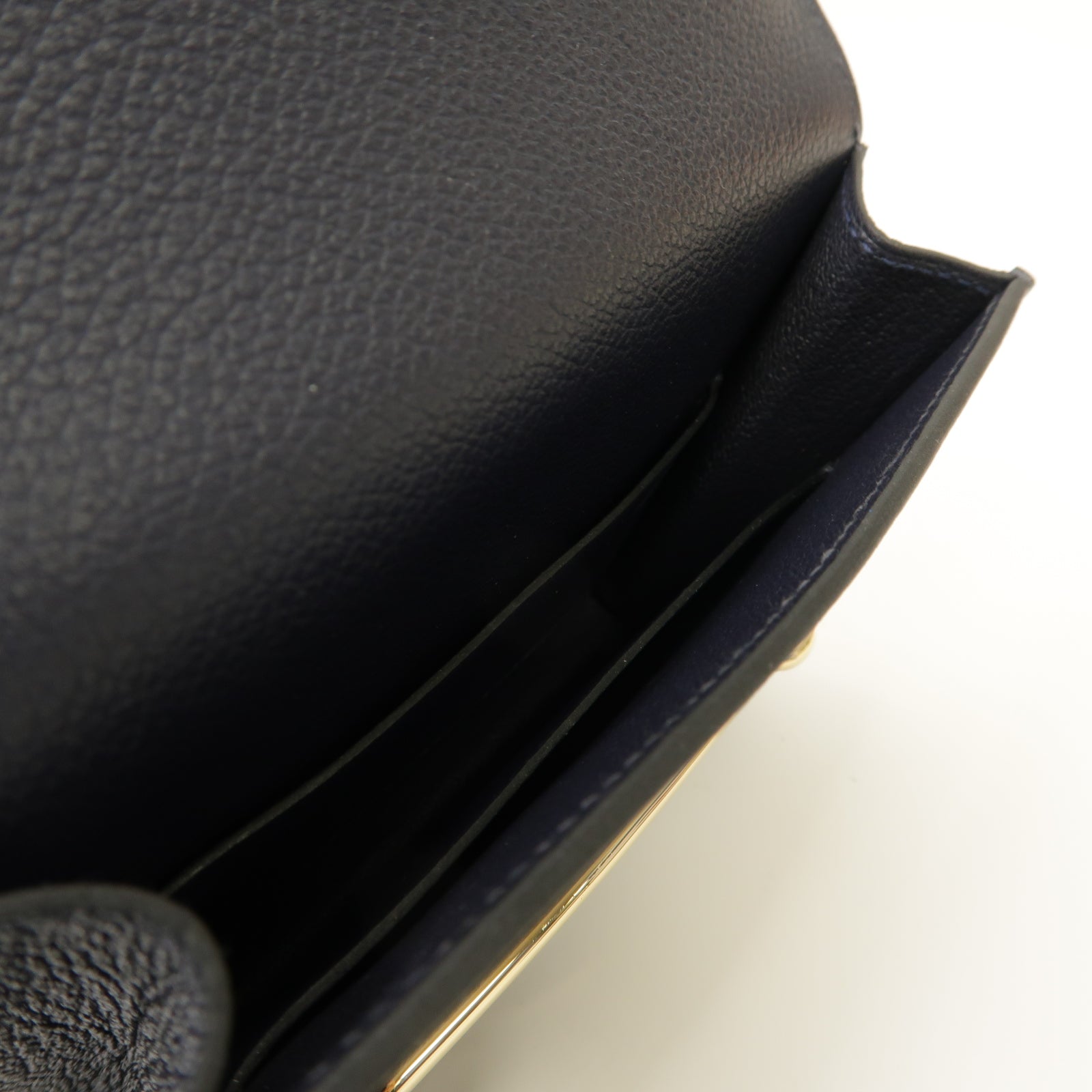 HERMES 【激減優惠】Evercolor皮革Rouls Slim金扣錢包深藍色