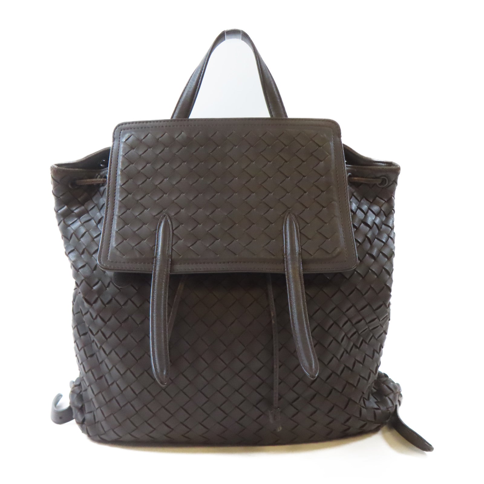 BOTTEGA VENETA 皮革Intrecciato Backpack背包啡色