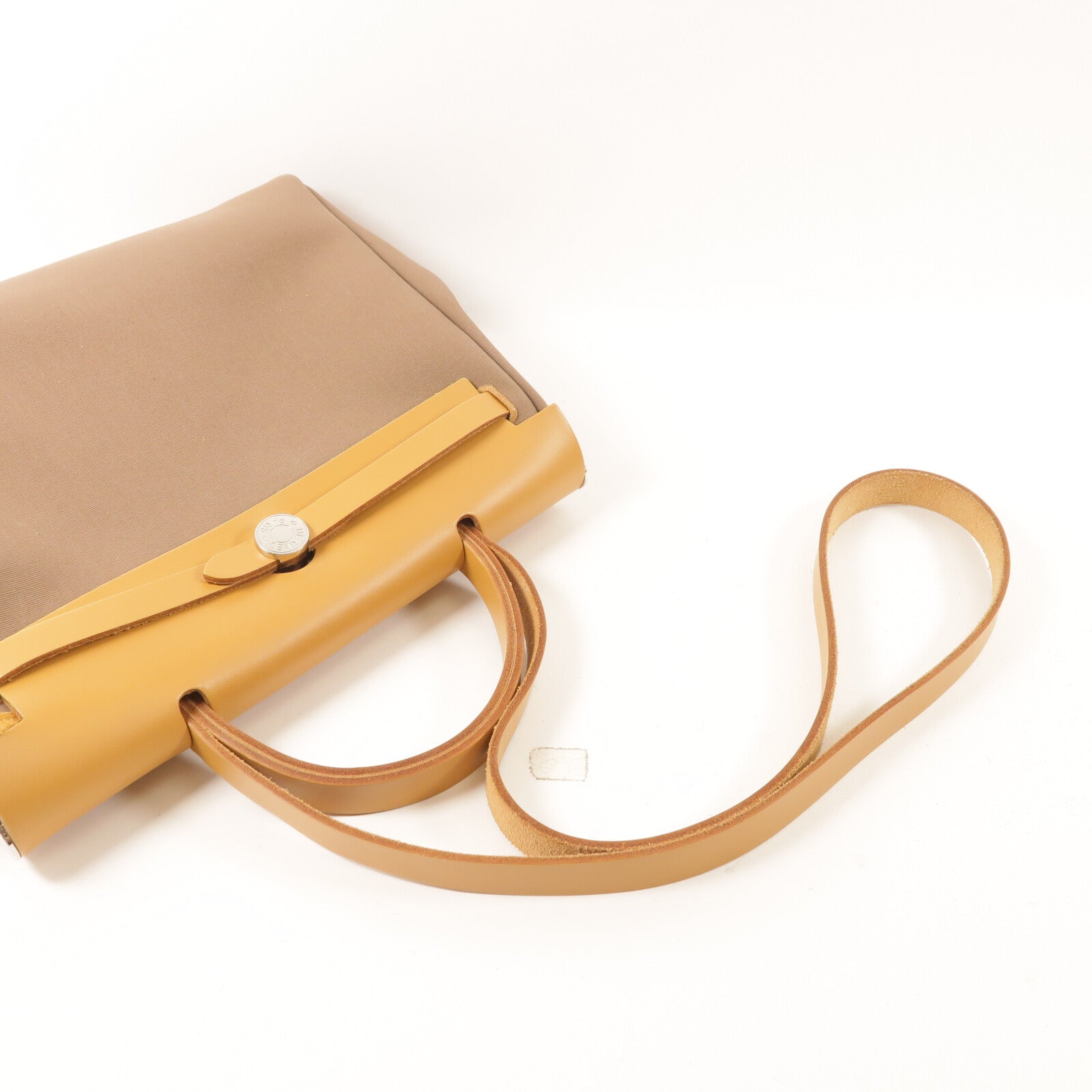 HERMES 帆布Herbag PM手挽肩背兩用袋Etoupe/Natural Sable