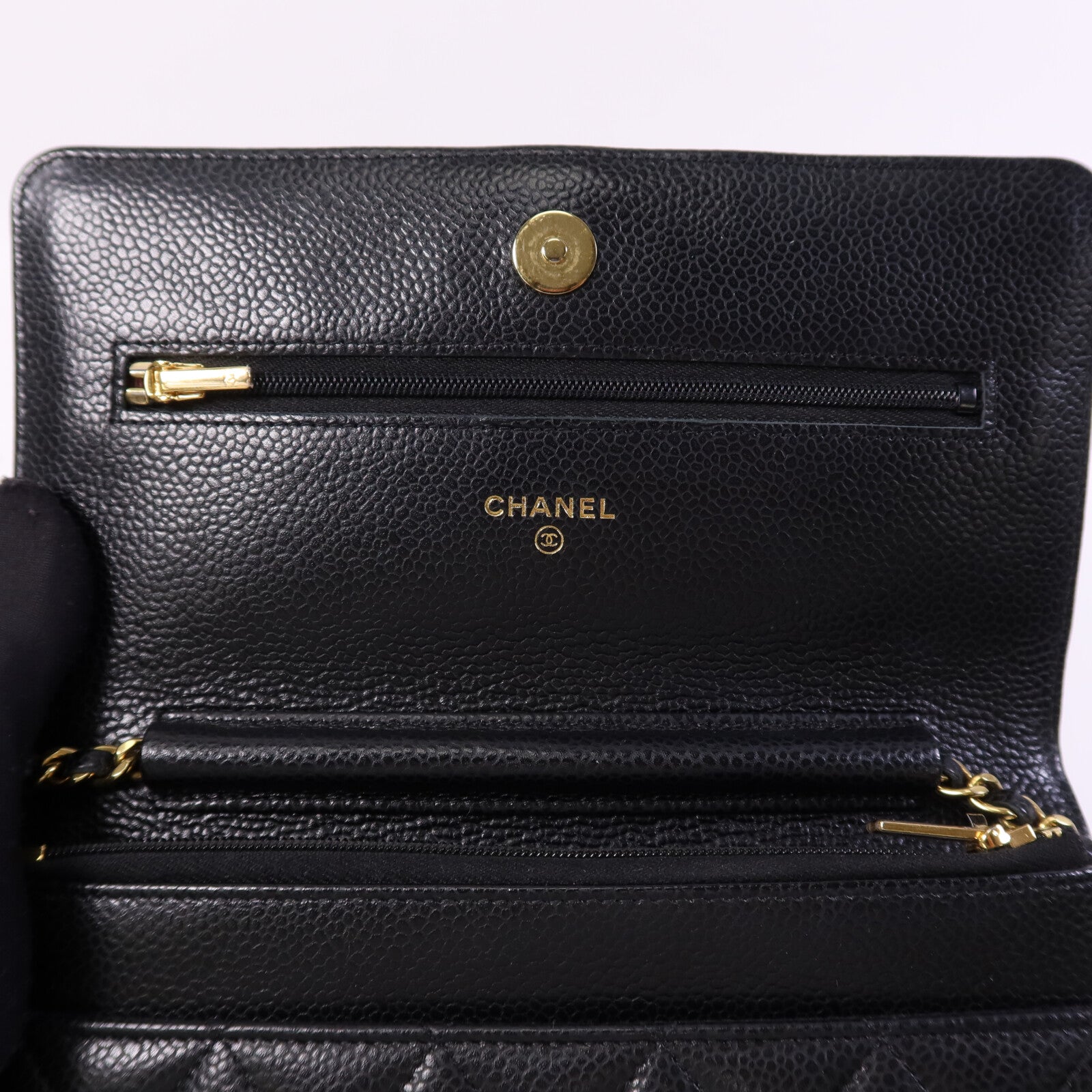 CHANEL 牛皮皮革Wallet On Chain金扣肩背袋