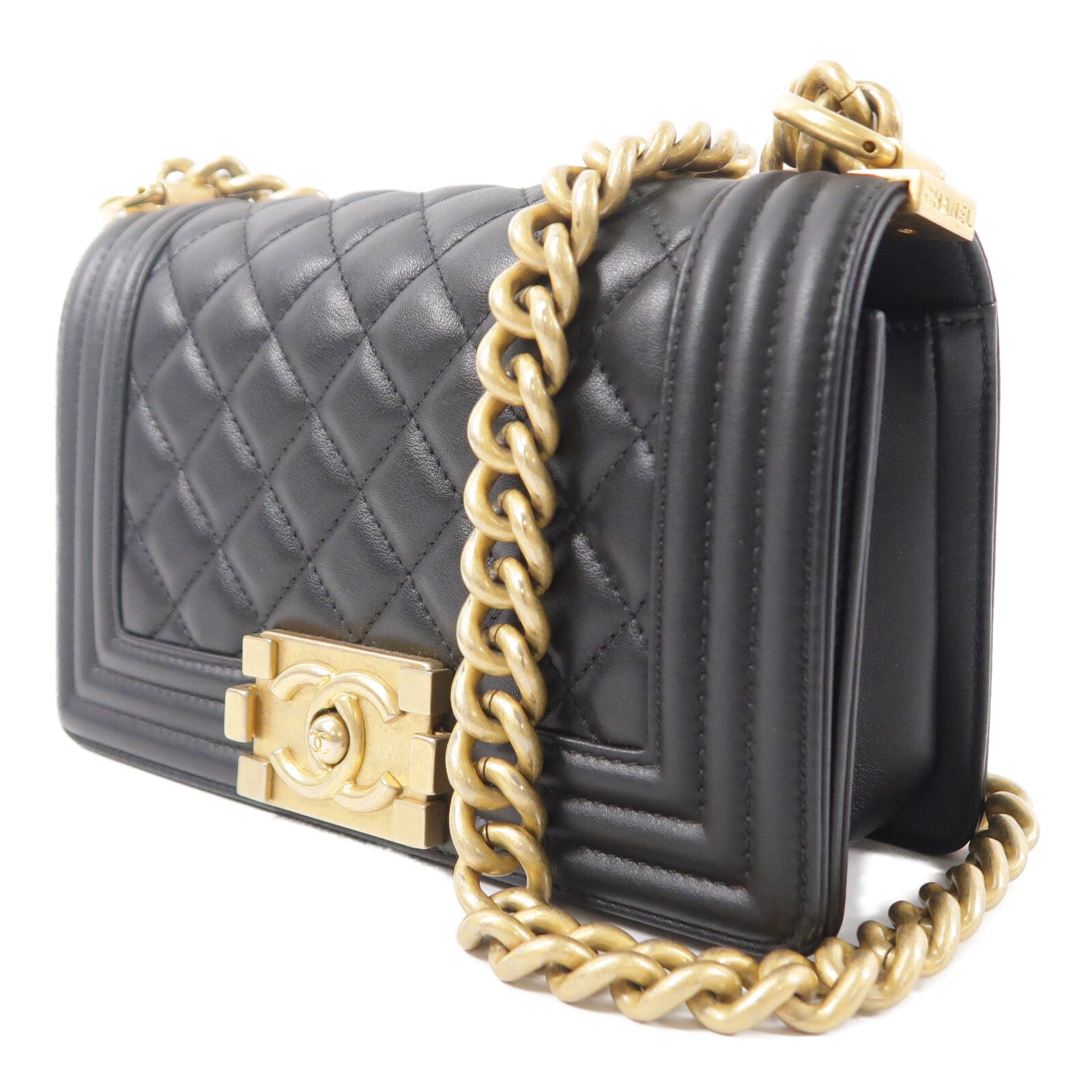 CHANEL 牛皮皮革Boy 20鏈帶肩背袋
