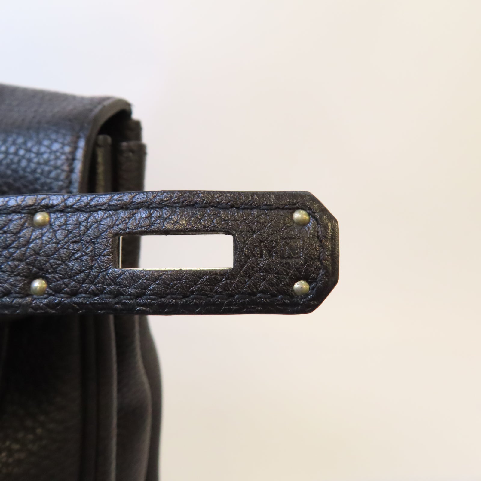 HERMES 【激減優惠】Togo皮革Kelly 35銀扣手挽肩背兩用袋Noir黑色