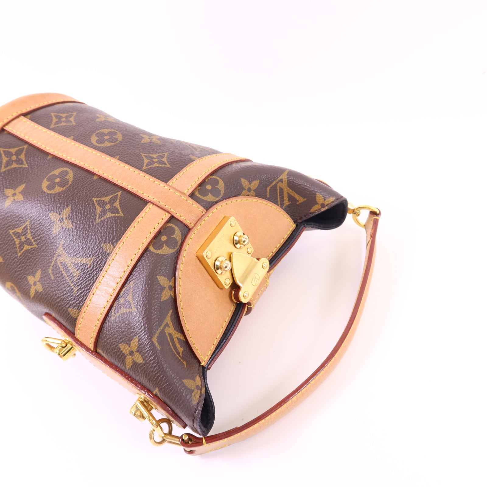 LOUIS VUITTON Monogram Duffle金扣手挽肩背兩用袋棕色