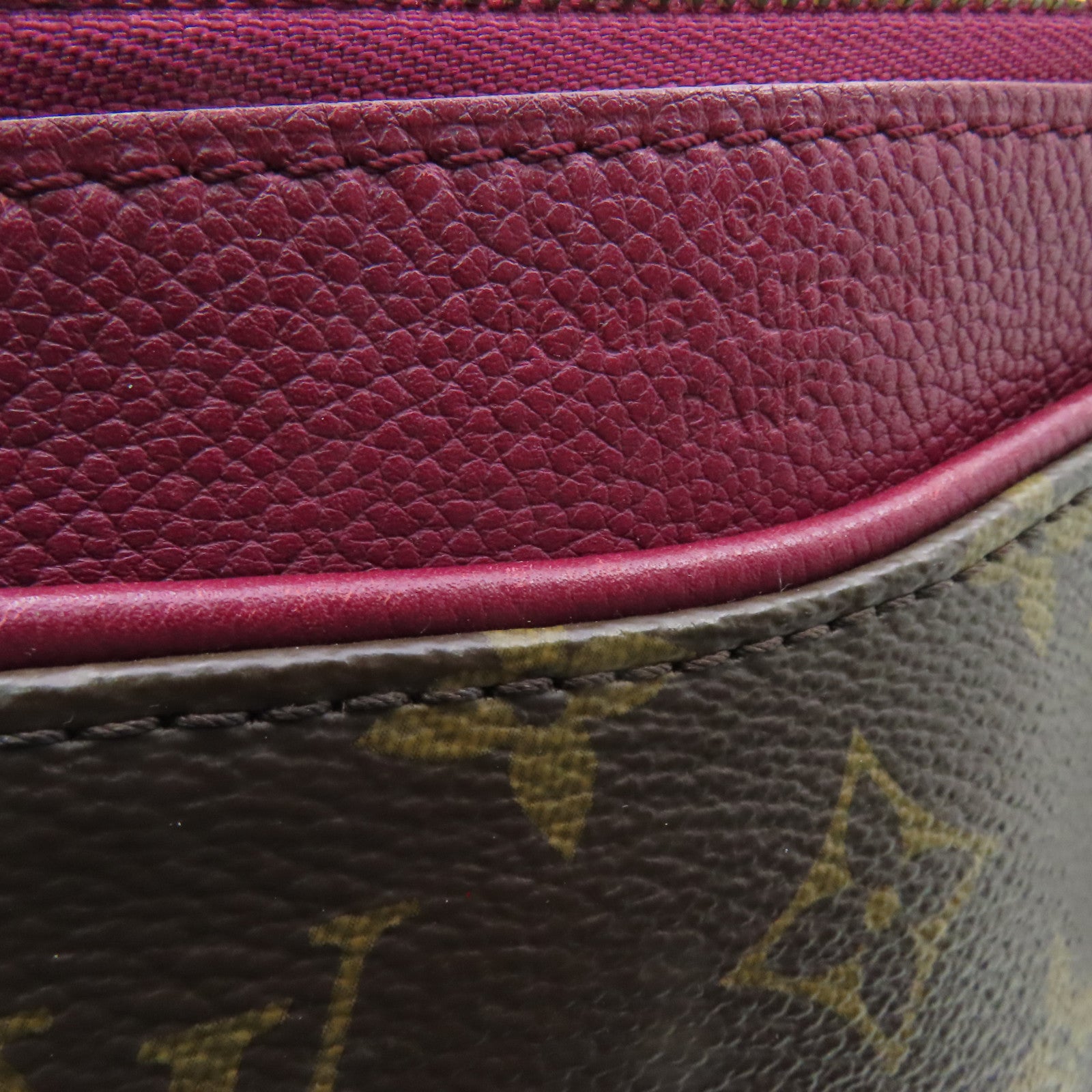 LOUIS VUITTON Monogram Pallas MM金扣手挽肩背兩用袋酒紅色