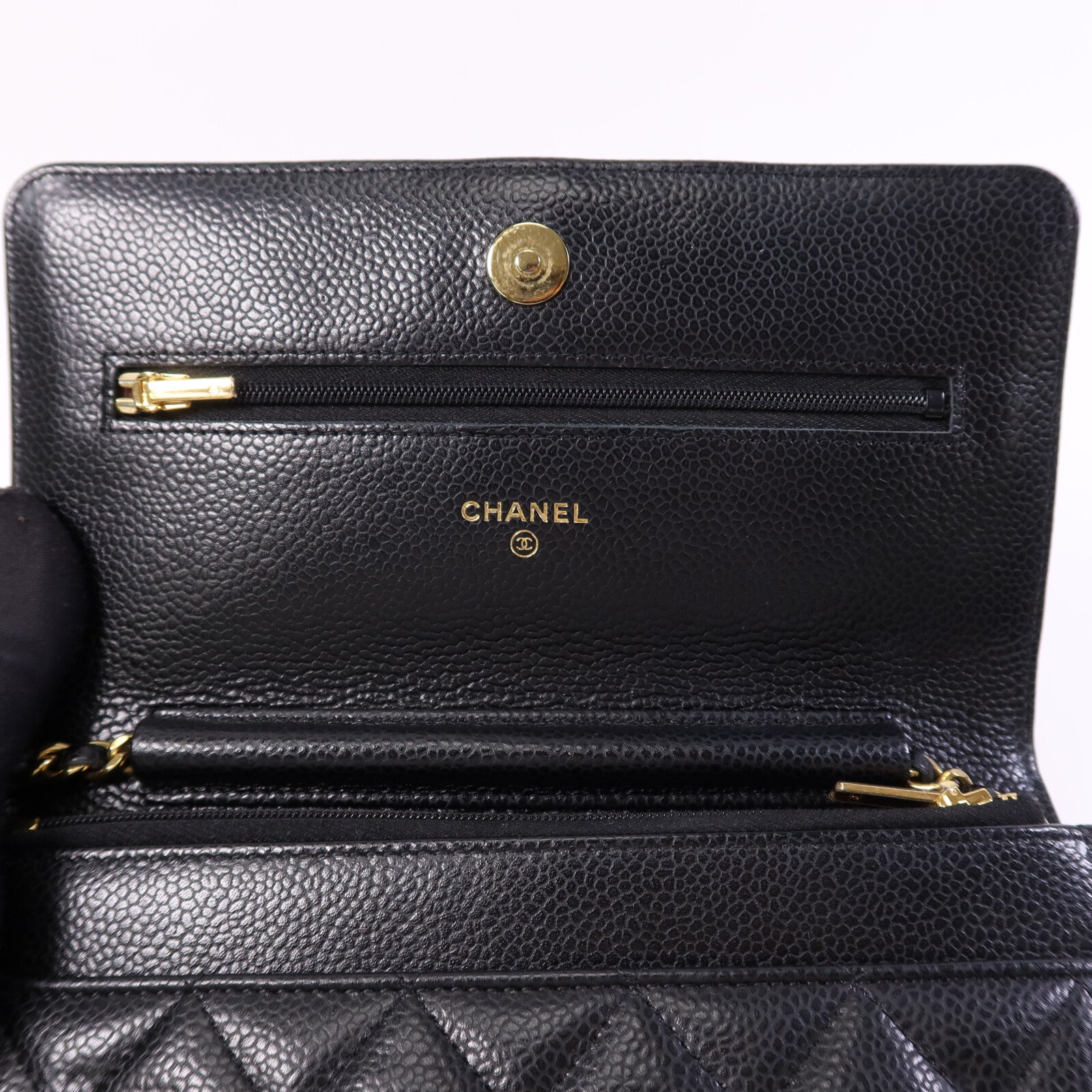 CHANEL 牛皮皮革Wallet On Chain金扣肩背袋