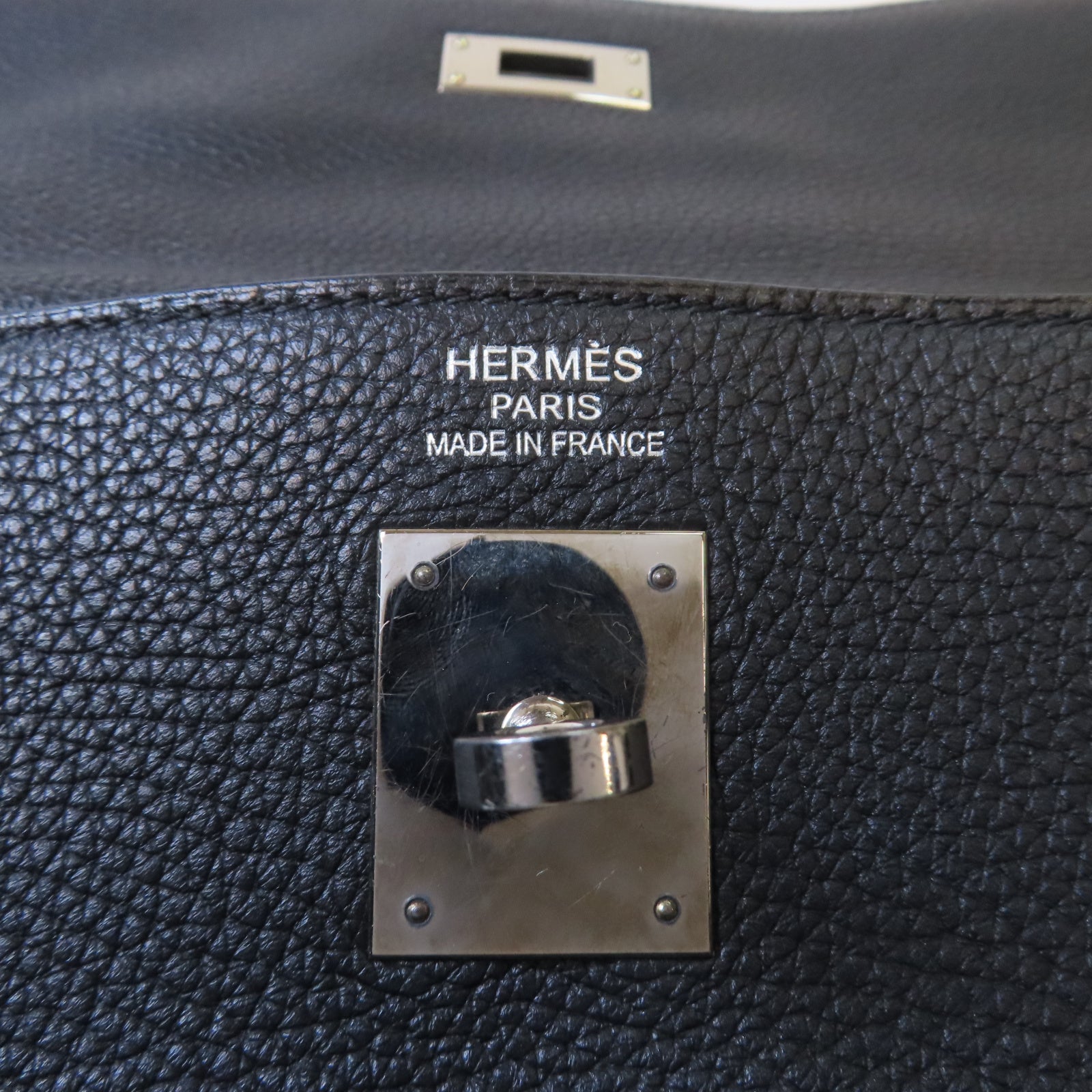 HERMES 【激減優惠】Togo皮革Kelly 35銀扣手挽肩背兩用袋Noir黑色