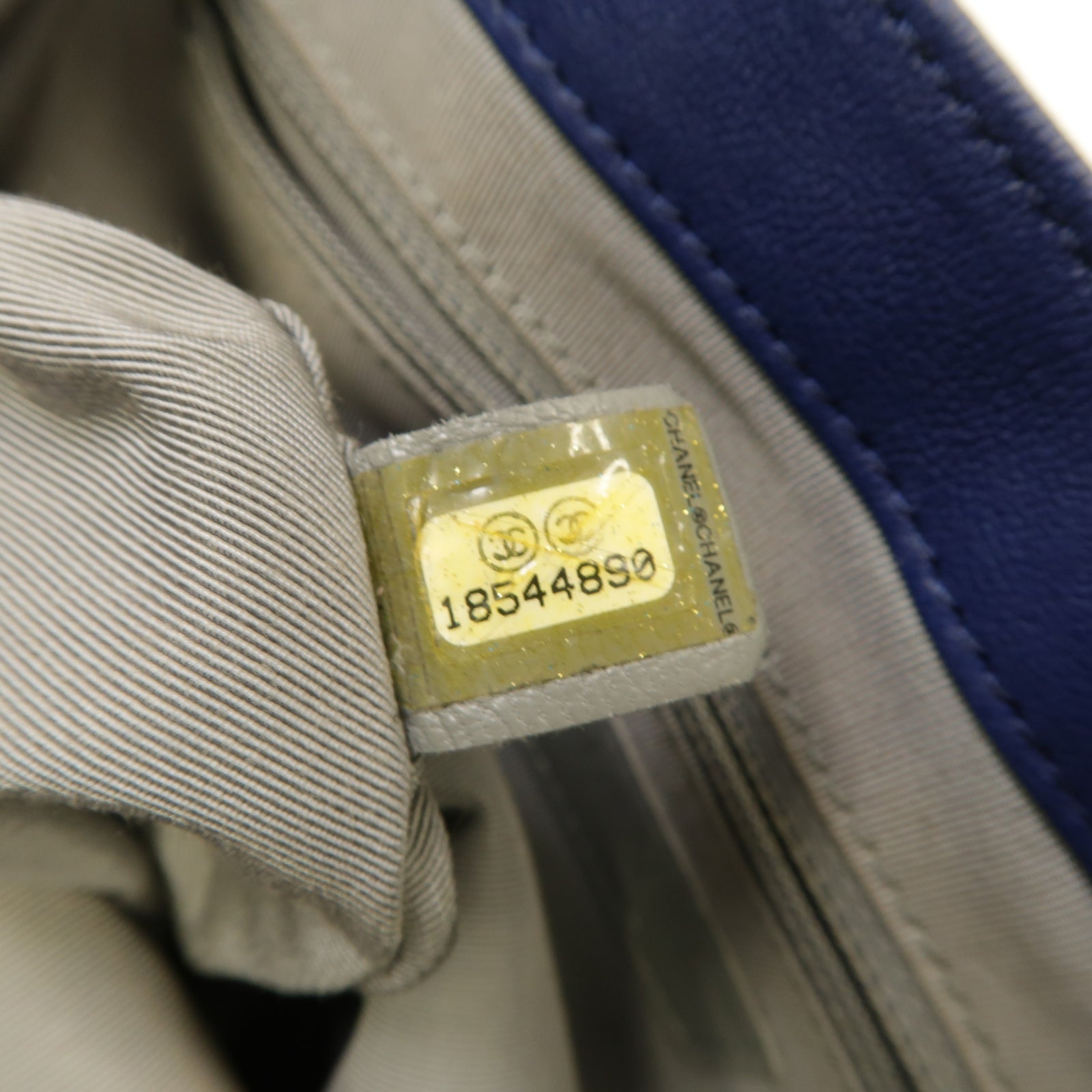 CHANEL 菱格牛皮皮革Chain Shoulder Bag銀扣鏈帶肩背袋藍色