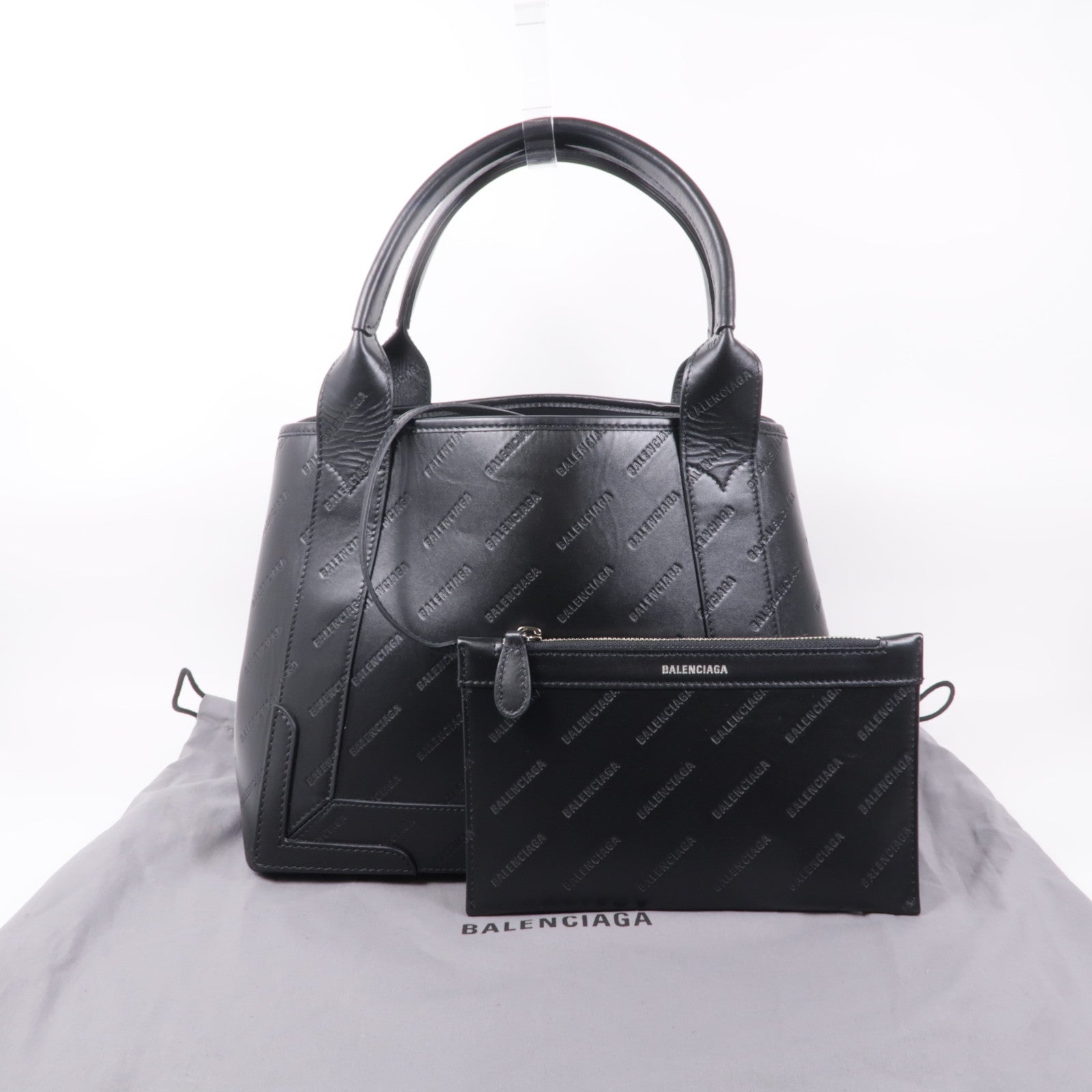 BALENCIAGA【激減優惠】 牛皮皮革Navy Cabas Logo Tote Bag銀扣手挽袋