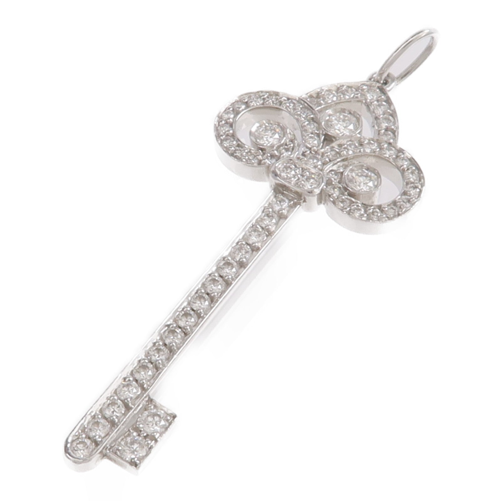TIFFANY＆CO PT950鉑金Fleur de Lis Key Pendant鑽石吊墜